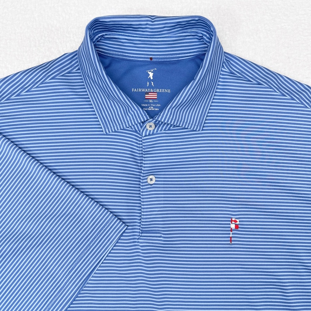 Friars Head Golf Club Polo Shirt Mens Size XL Blue Striped Fairway & Greene